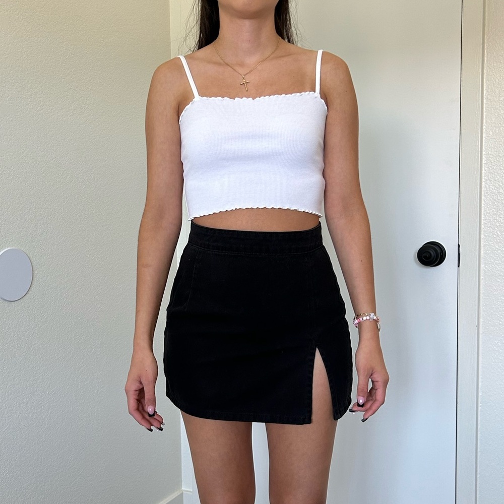 Lioness Black Mini Skirt with Side Slit